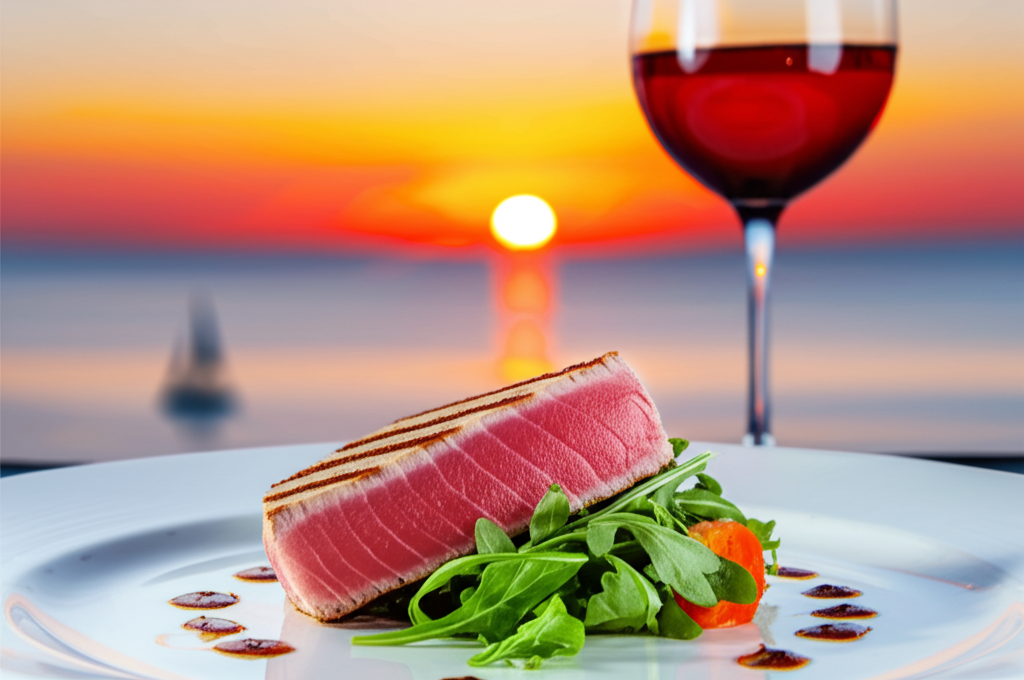 Grilled seafood with red wine pairing